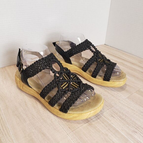 Alegria Jena Black Braided Gladiator Sandals Women’s Size 7.5 EU 38 Comfort Cork - Picture 1 of 7